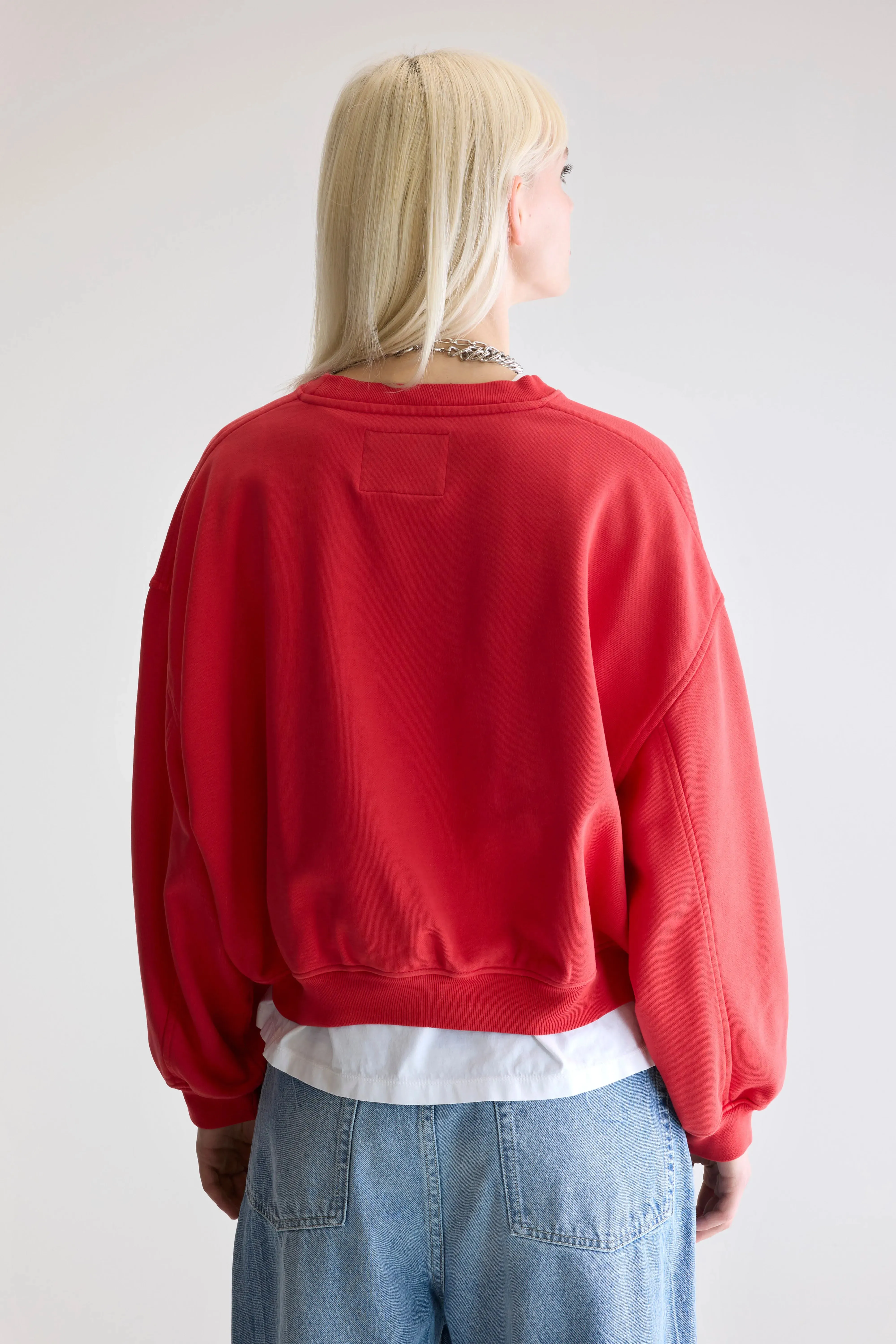 Trendy Layer Poolside Relax Fancy cropped crewneck sweatshirt (252 / W / SANGUINE)