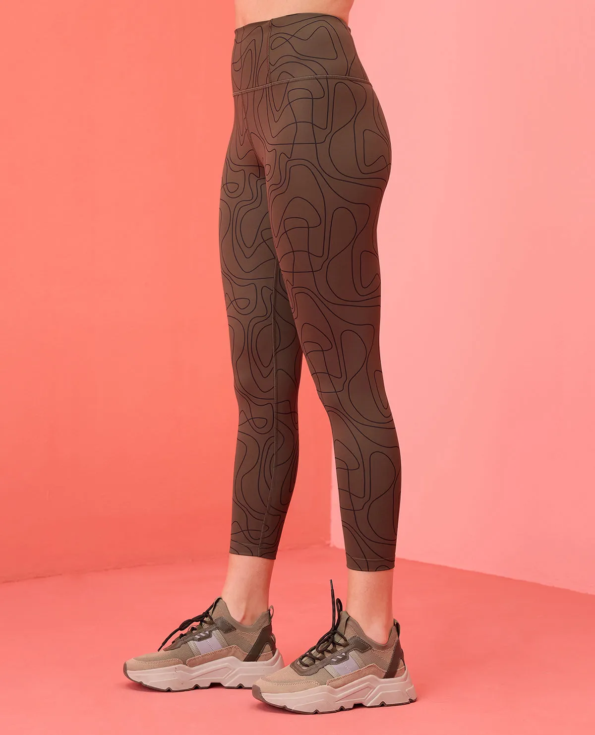 Effortless Style Nykd All Day High rise Trendsetter Printed Legging- NYK121-Doodle Olive Print