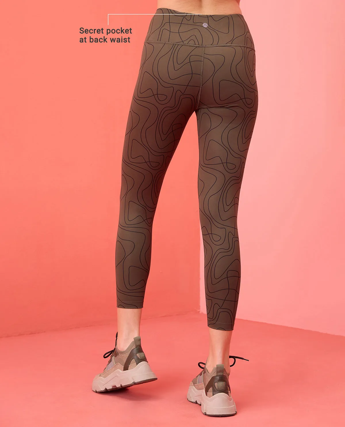 Nykd All Day High rise Trendsetter Printed Legging- NYK121-Doodle Olive Print Feel Fresh