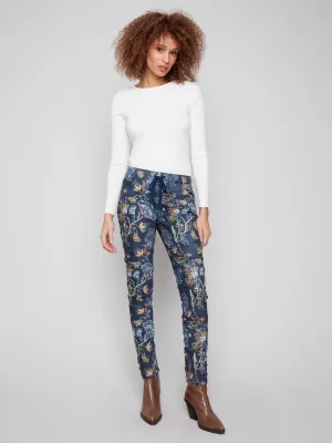Roomy Fit Day To Night Printed Crinkle Suede Jogger Pants - Rio