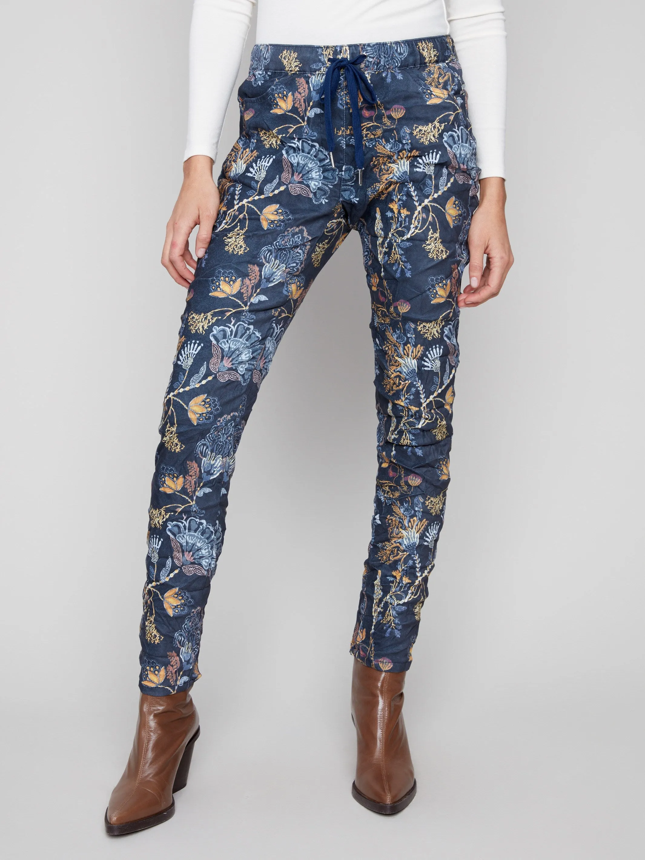 Printed Crinkle Suede Jogger Pants - Rio Wrinkle-Resistant