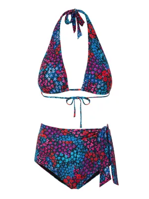 Anti Sag Reinforcement Allison Top   Side Tie High Waist Bottom in In Bloom