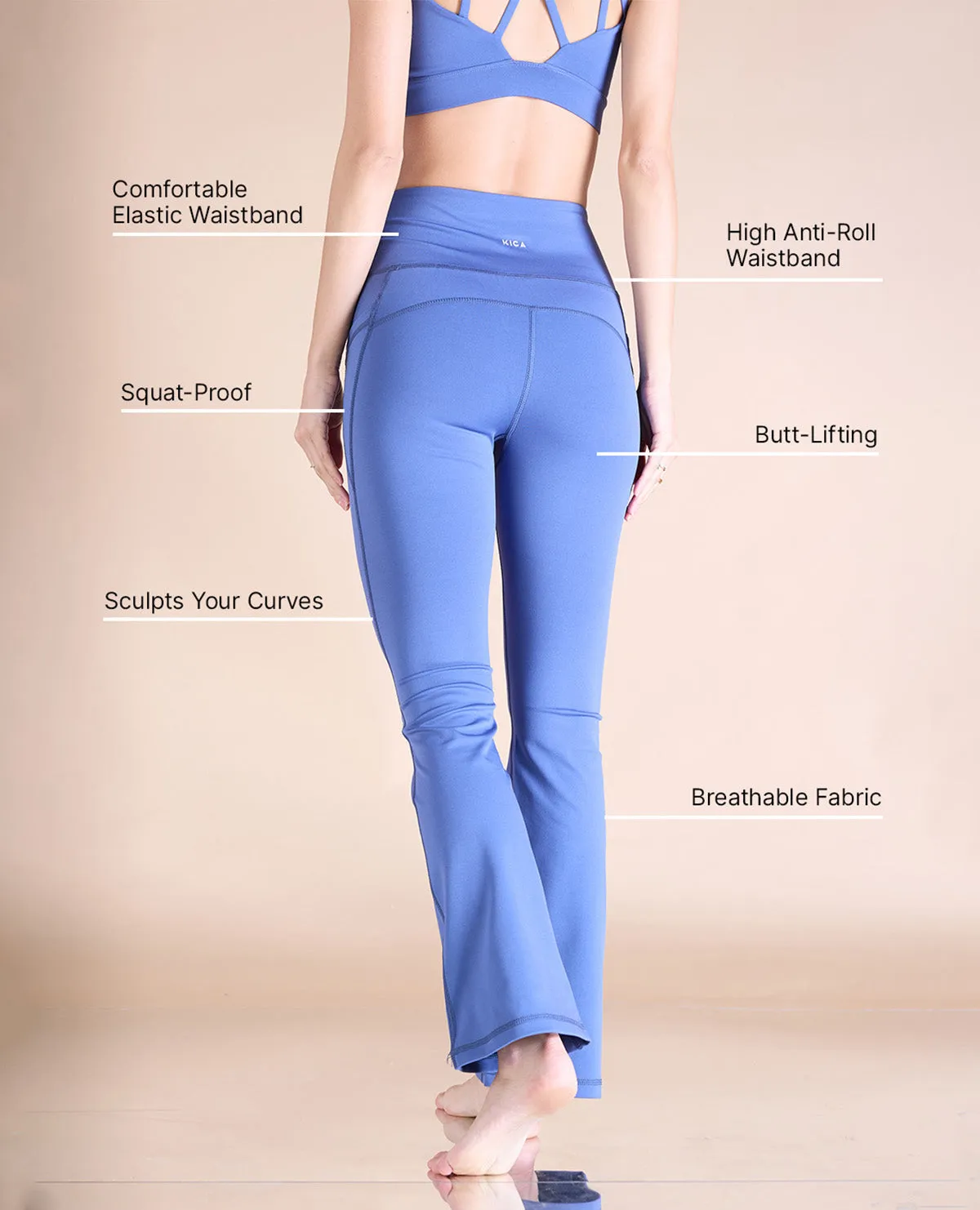 Women Stretchable Flared Pants Multi Panel Construction