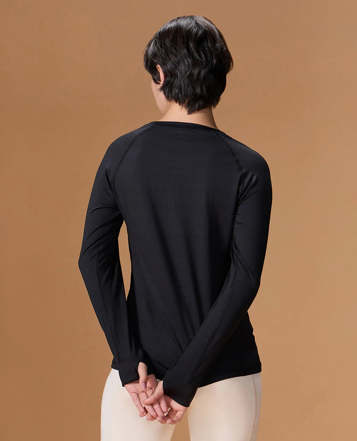 Reinforced Hemline Regular Fit Basic Full Sleeve Top Black