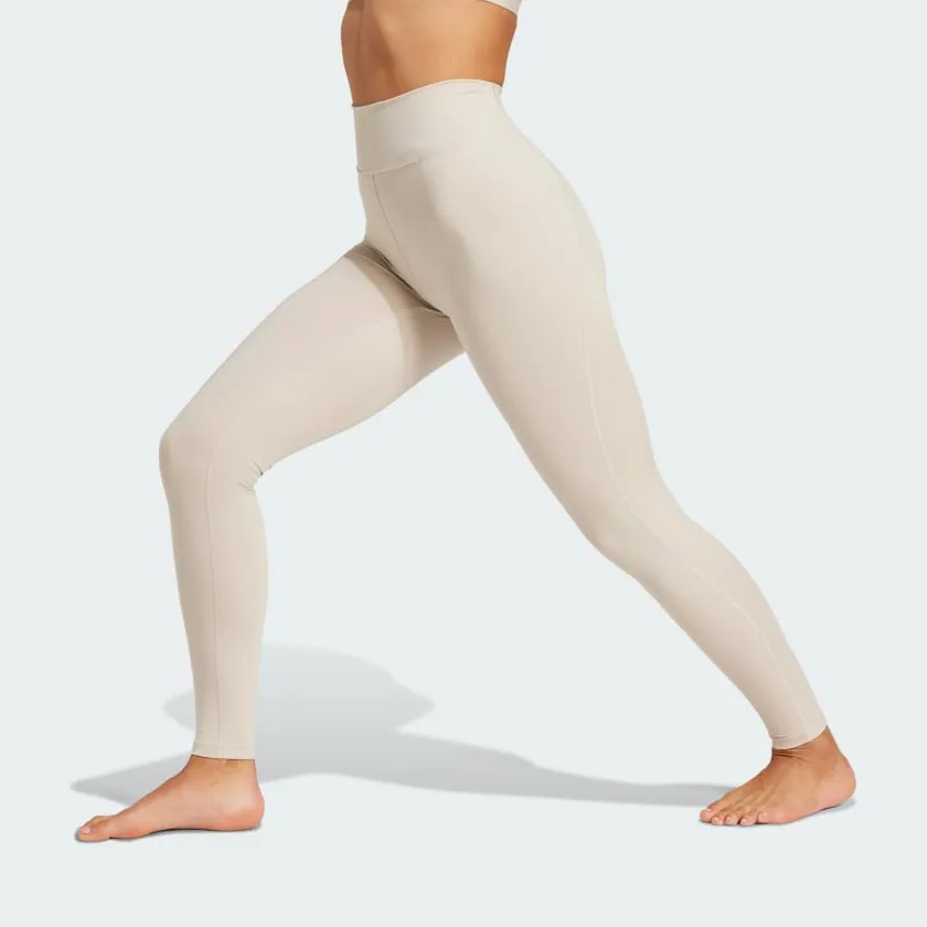 Adidas Women's All Me Essentials Beige Leggings Picnic Fun Poise Fit
