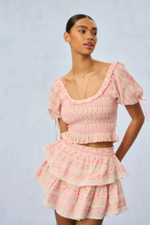 Ruffle Mini Signature Fragrance Print Skirt - STRAWBERRY MACAROON Light Motion