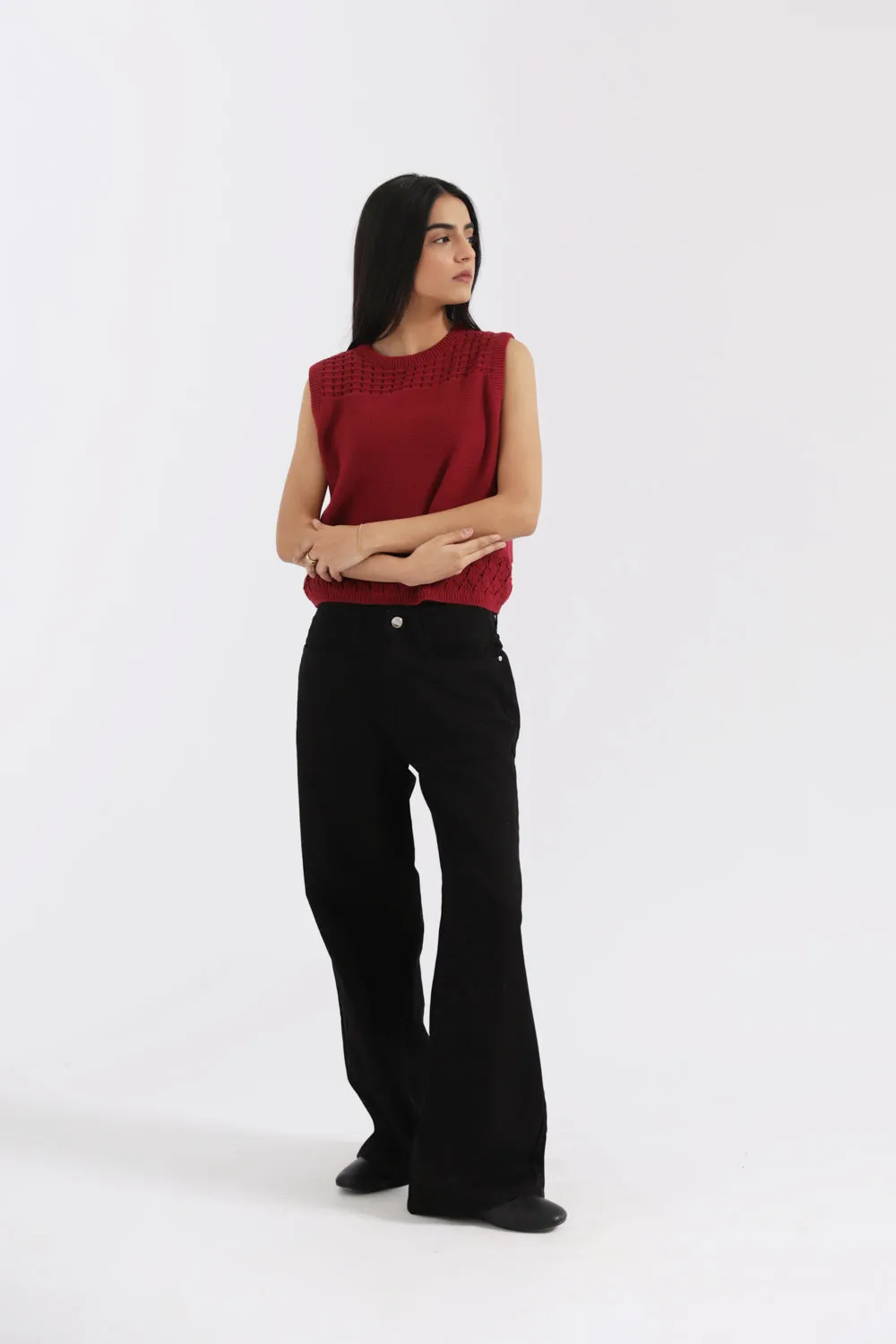 CROCHET KNIT VEST Effortless Fashion Low Care