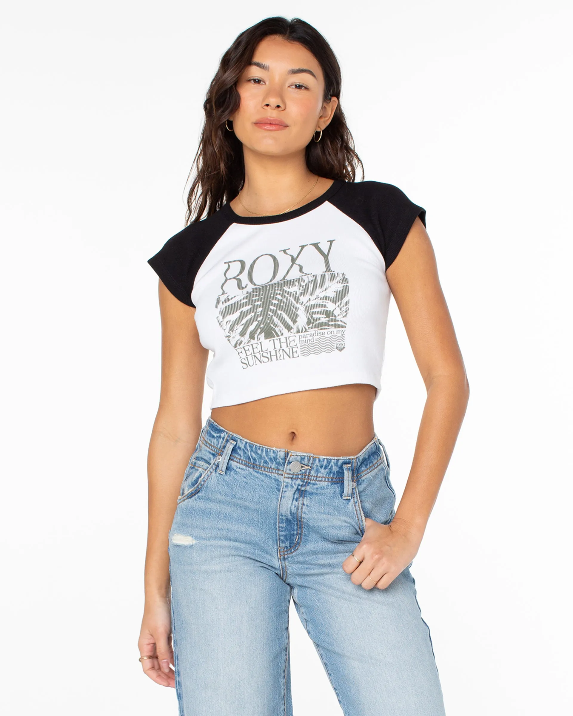 Feel The Sunshine Cropped S/S T-Shirt - Phantom Low Profile Collar
