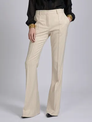 Chic Style All Purpose Beige and copper tennis stripe bootleg trousers