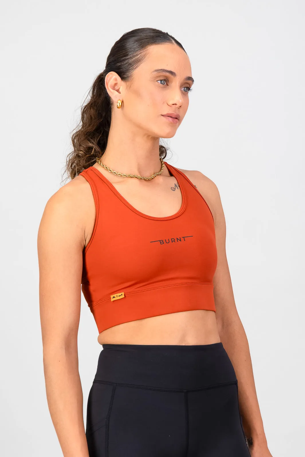 Momentum Sports Bra - Terracotta Blue athletic clothing Hook-and-eye closure seams