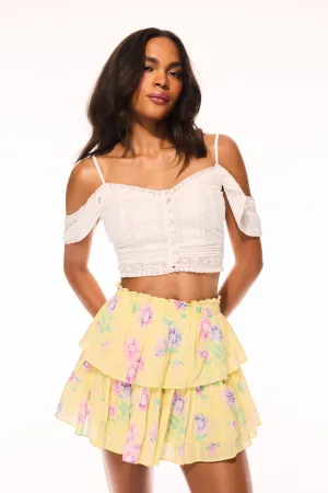 Matte Texture Detachable Detail Ruffle Mini Upcycled Cotton Skirt