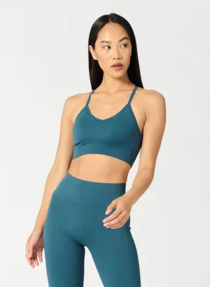 Cross Back Closure Breathable Support NUX One by One Bra - Blue Slate