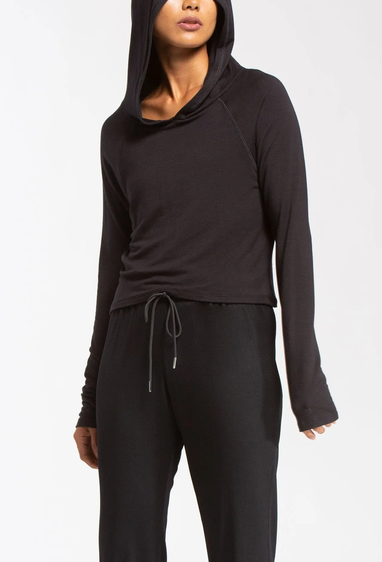 Wear It To Heart Lucky Hooded Long Sleeve - Black Cozy Streetwear