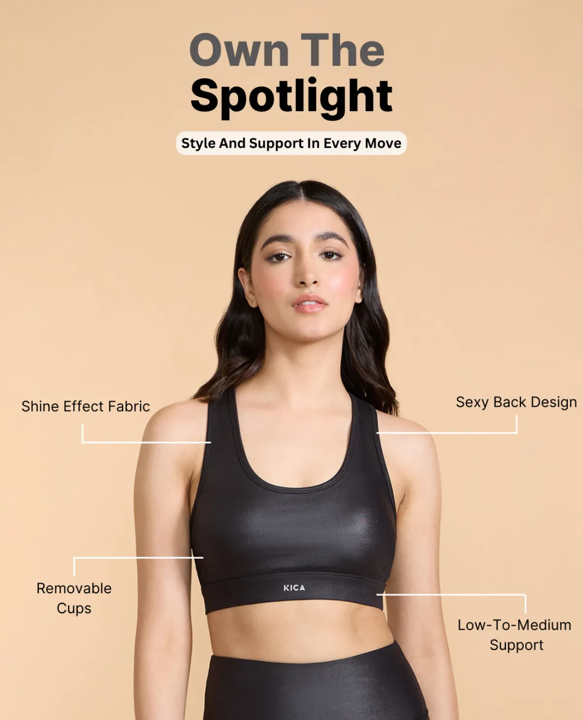 Long fit seams Liquid Medium Support Sports Bra