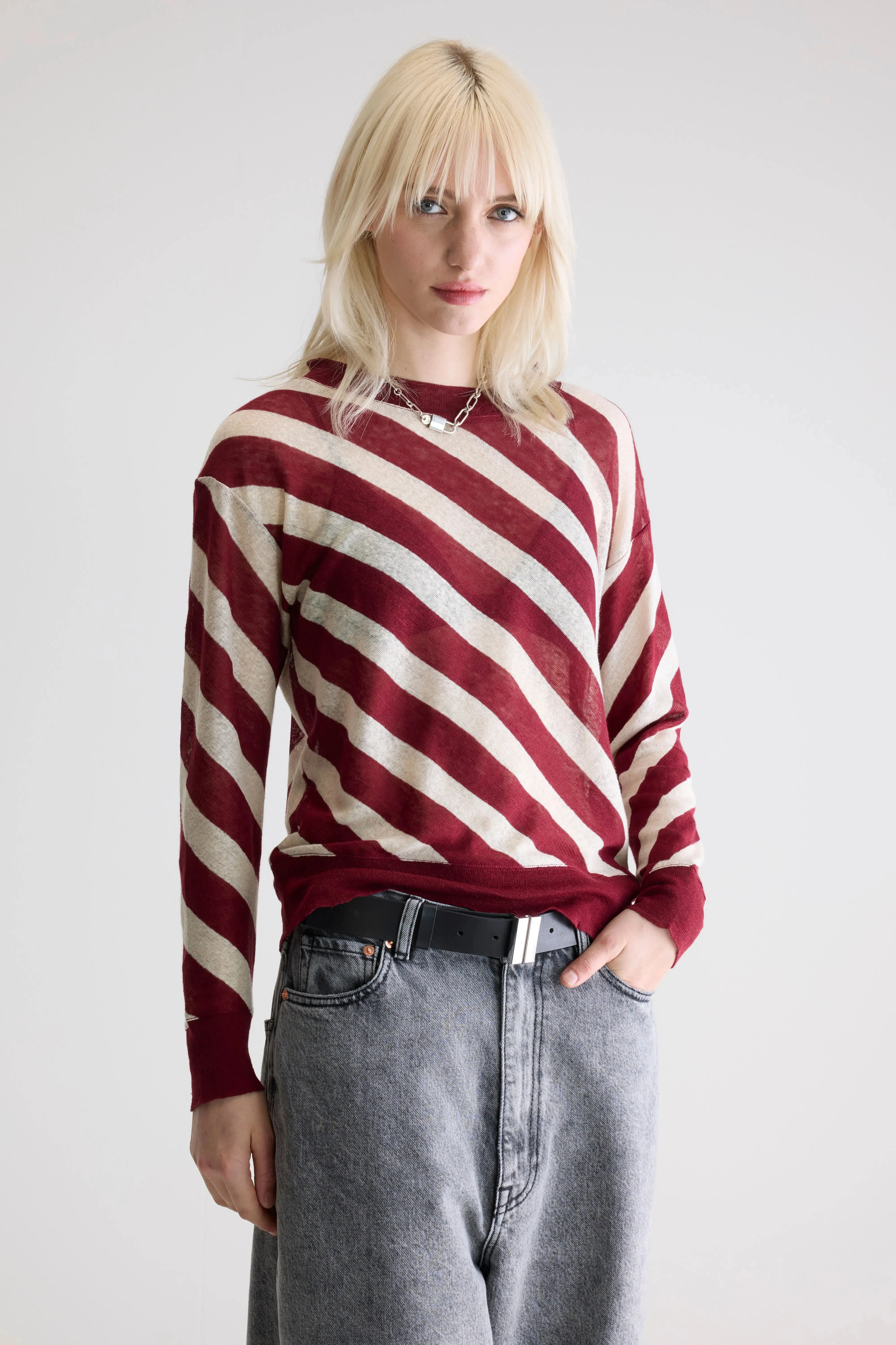 MinimalistDesign Reinforced Shoulder Stitching Senia relaxed t-shirt (252 / W / STRIPE A)