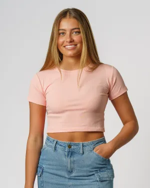 Comfortable texture Cozy Vibes Core Fit Crop S/S Tee - Pink