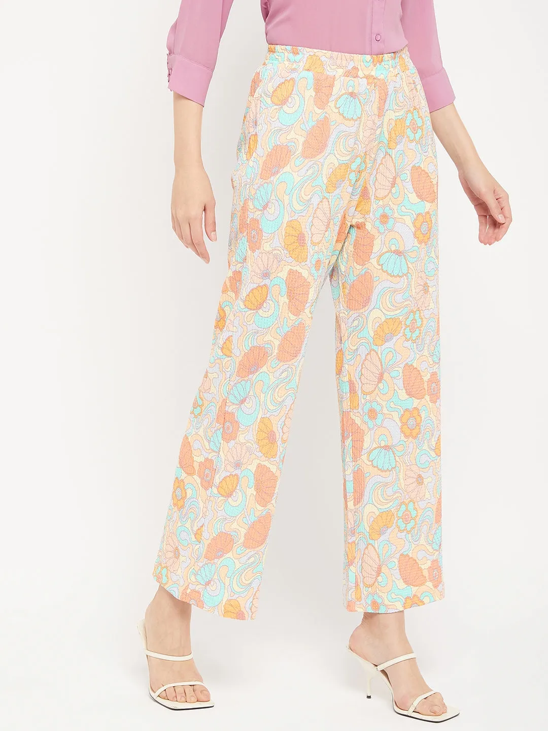 Madame Floral Flared Trousers Anti Odor Technology Breathable Lining