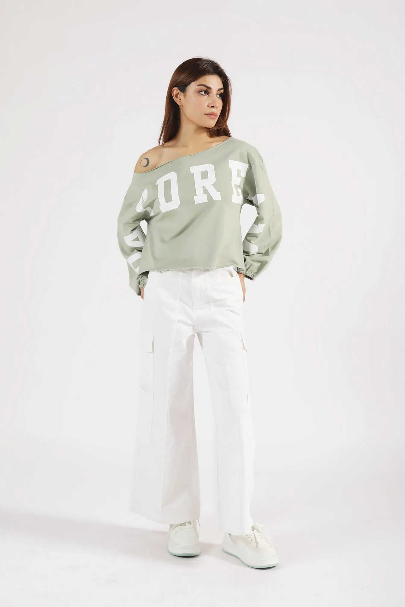 Flow Core ASSYMETRIC OFF SHOULDER PRINTED TEE
