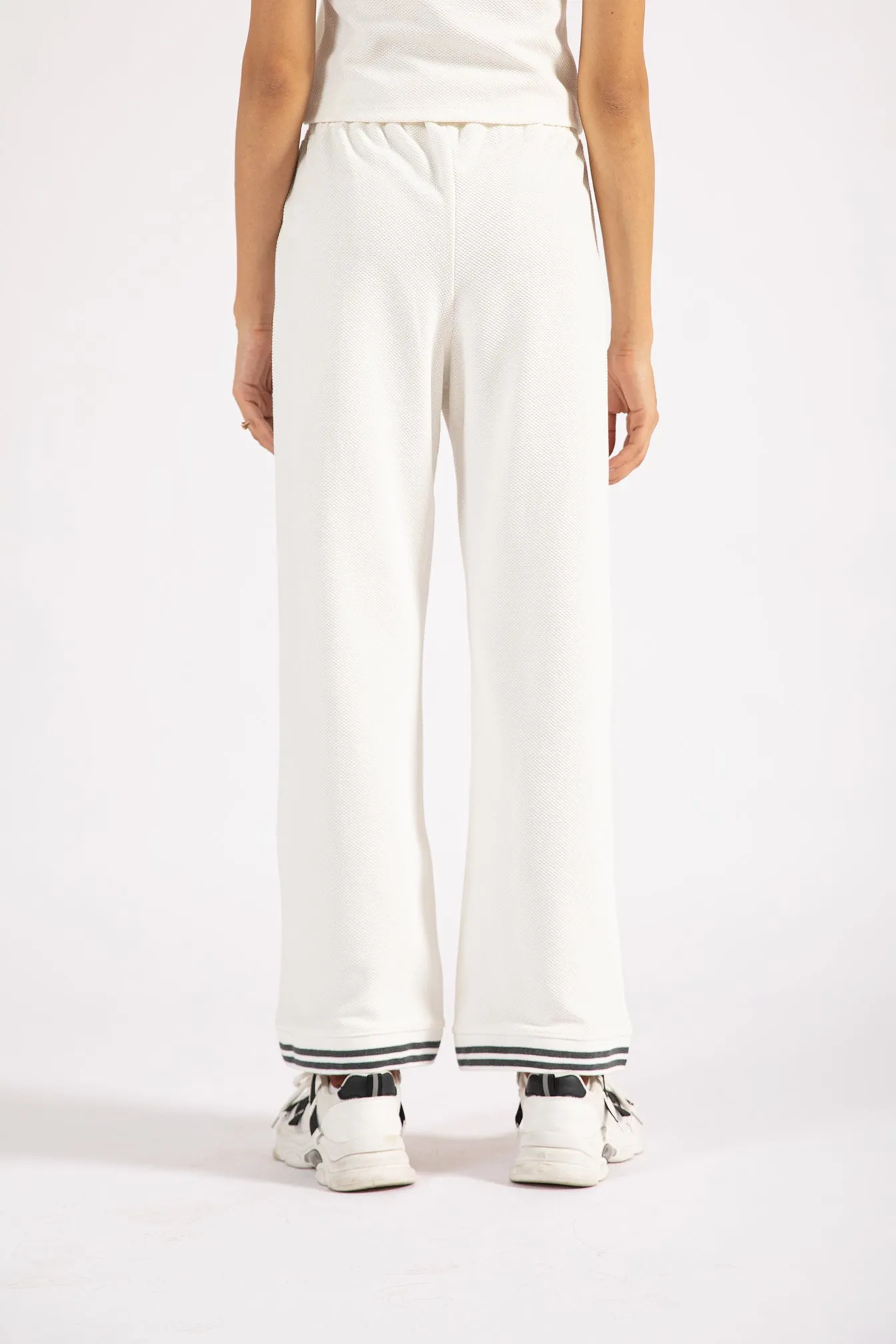 Easy Care Fabric Water Resistant Finish WIDE LEG TEXTURED KNIT TROUSERS