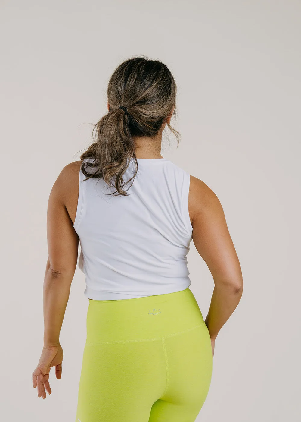 Featherweight Front Twist Muscle Tank - Cloud White FourWayStretchClothing