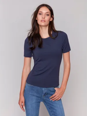 Short-Sleeved Super Stretch Top - Navy TearResistant