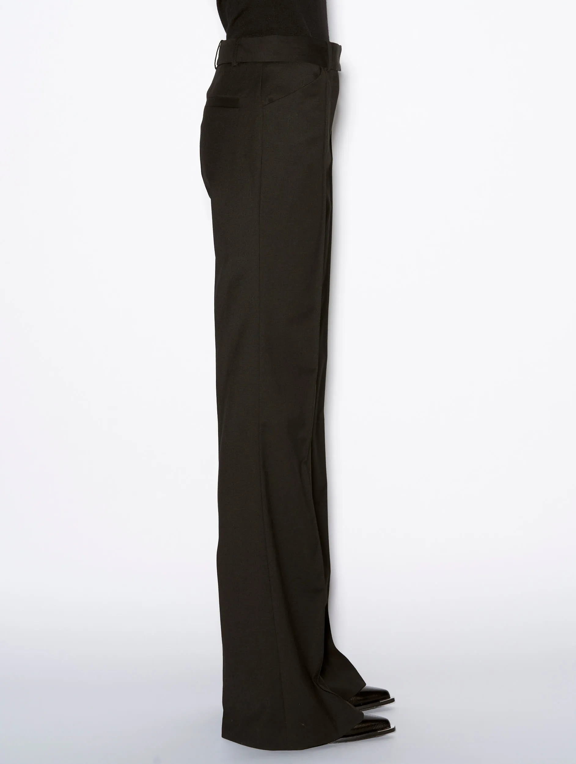 Wool blend Black stretch wool flared trousers