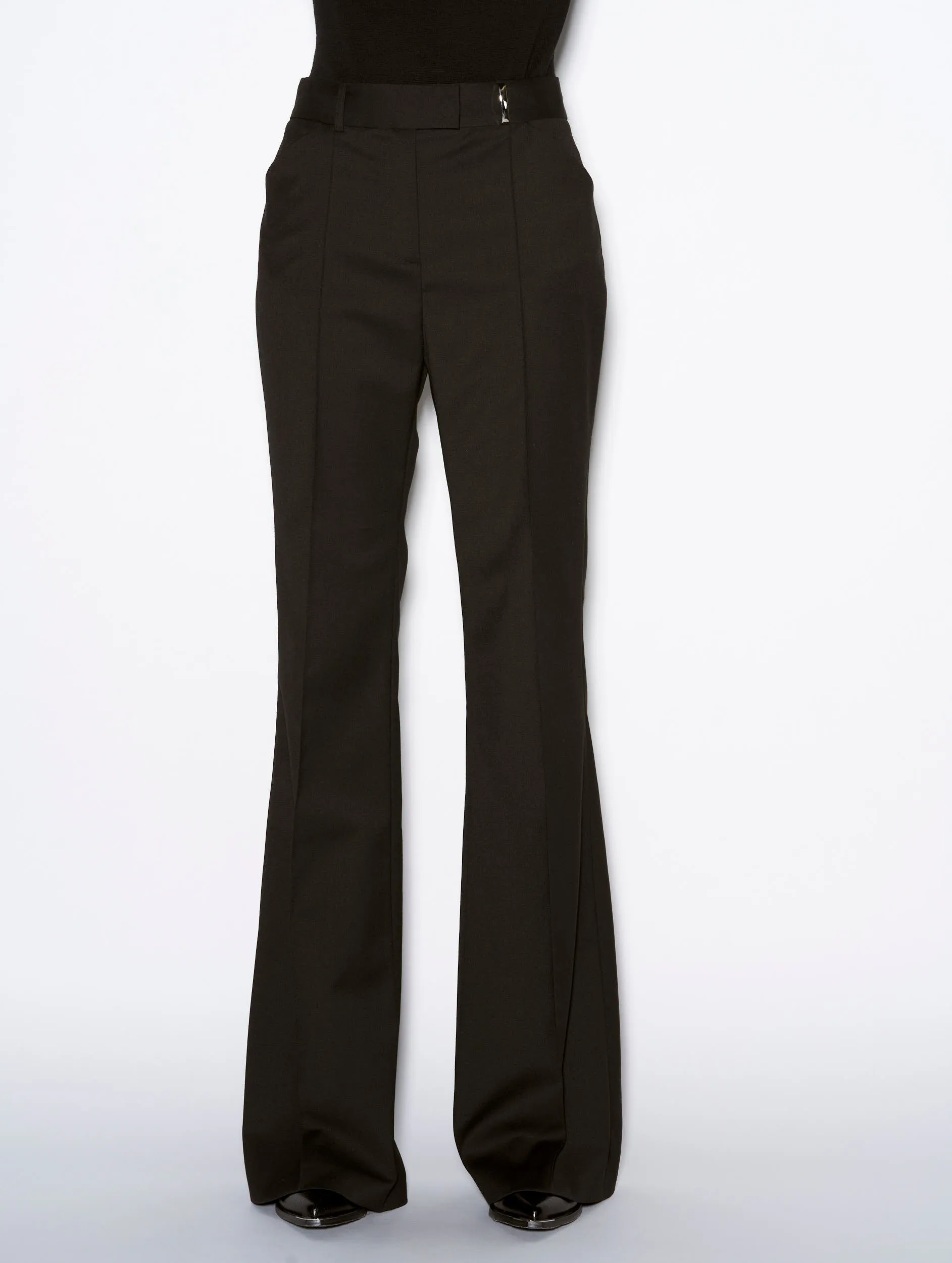 Black stretch wool flared trousers Chic Design