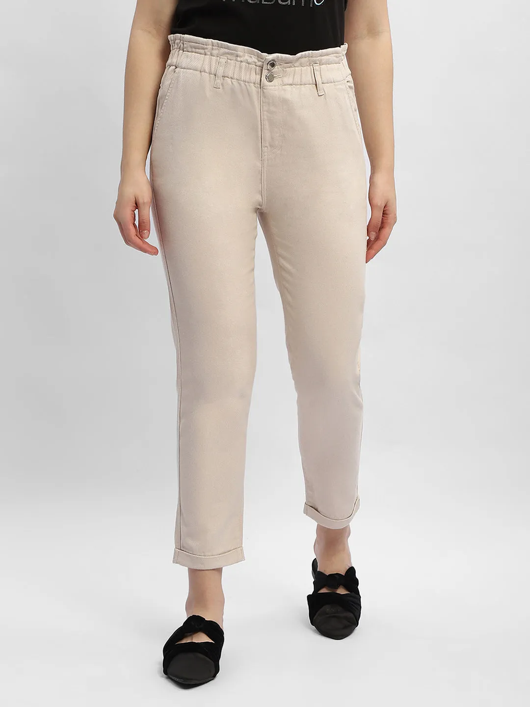 Multi-way wear Madame Ruched Waistband White Trousers