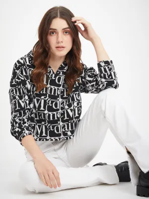 Madame Printed Black Sweatshirt Versatile Comfort Weekend Layer