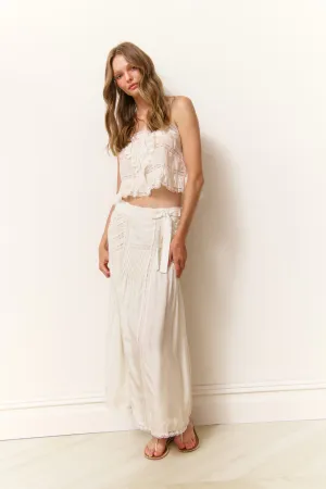 Statement Fashion Sleek Vibe Beloria Silk Lace-Detailed Maxi Skirt
