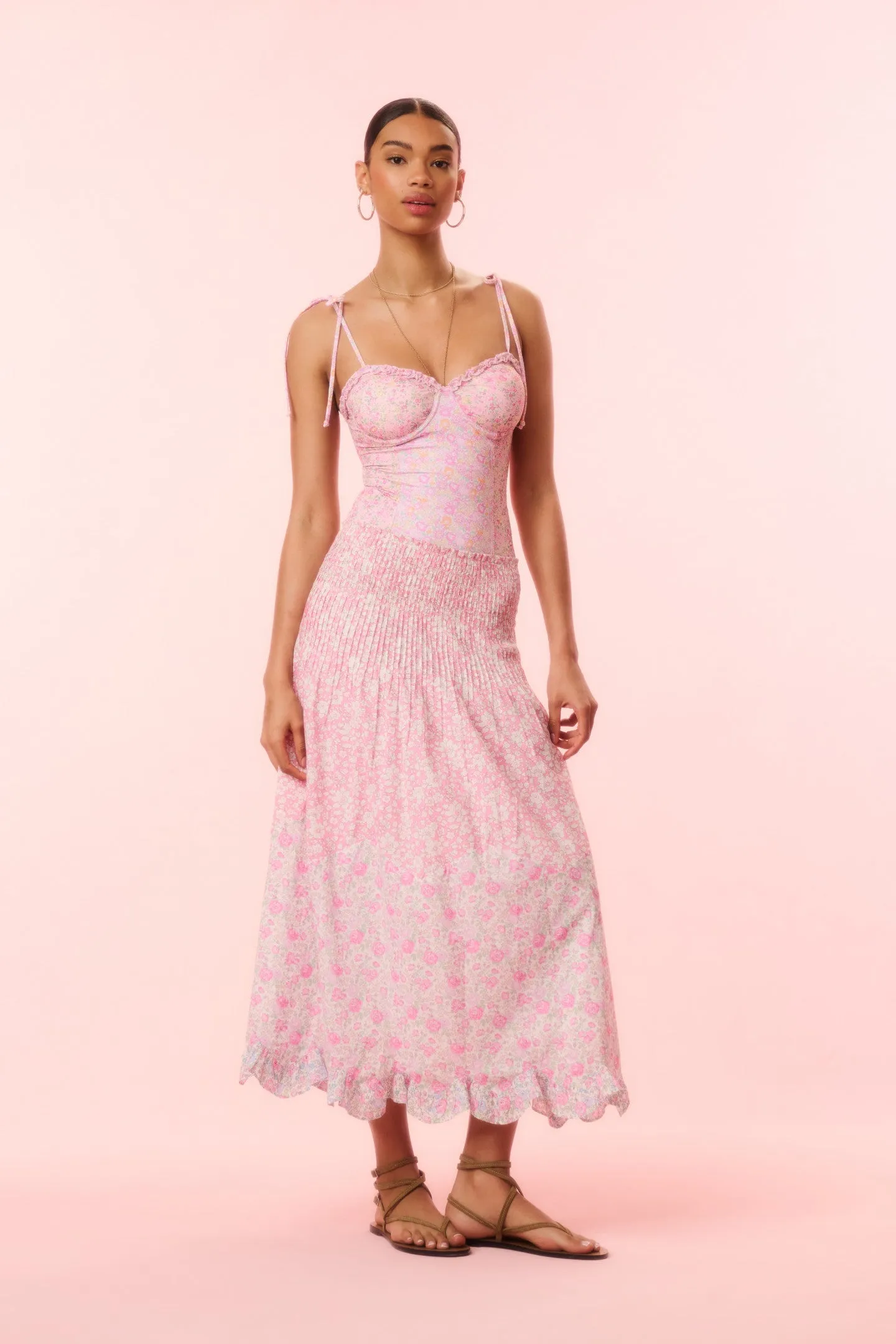 Matte Finish Tian Liberty Fabric Midi Skirt