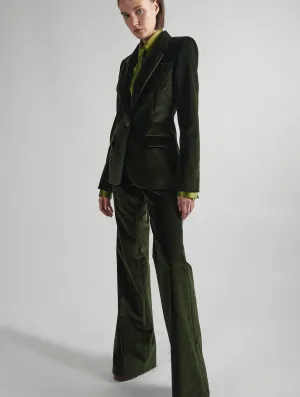 Mesh Lined Move Comfort Bootleg suit trousers in green velvet