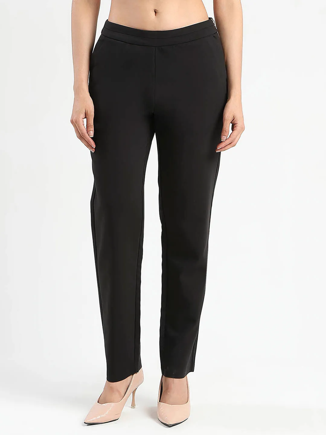 stain guard Madame High-Waist Cotton Blend Black Trousers