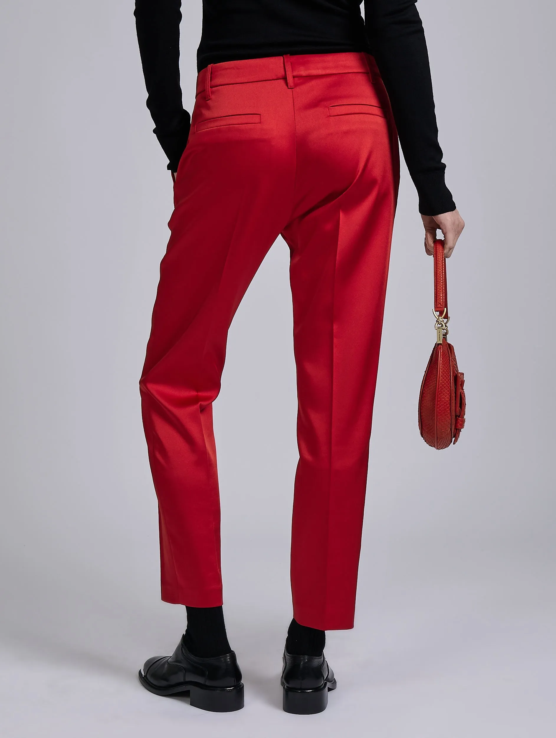 Classic Elegance Red satin Roxy trousers