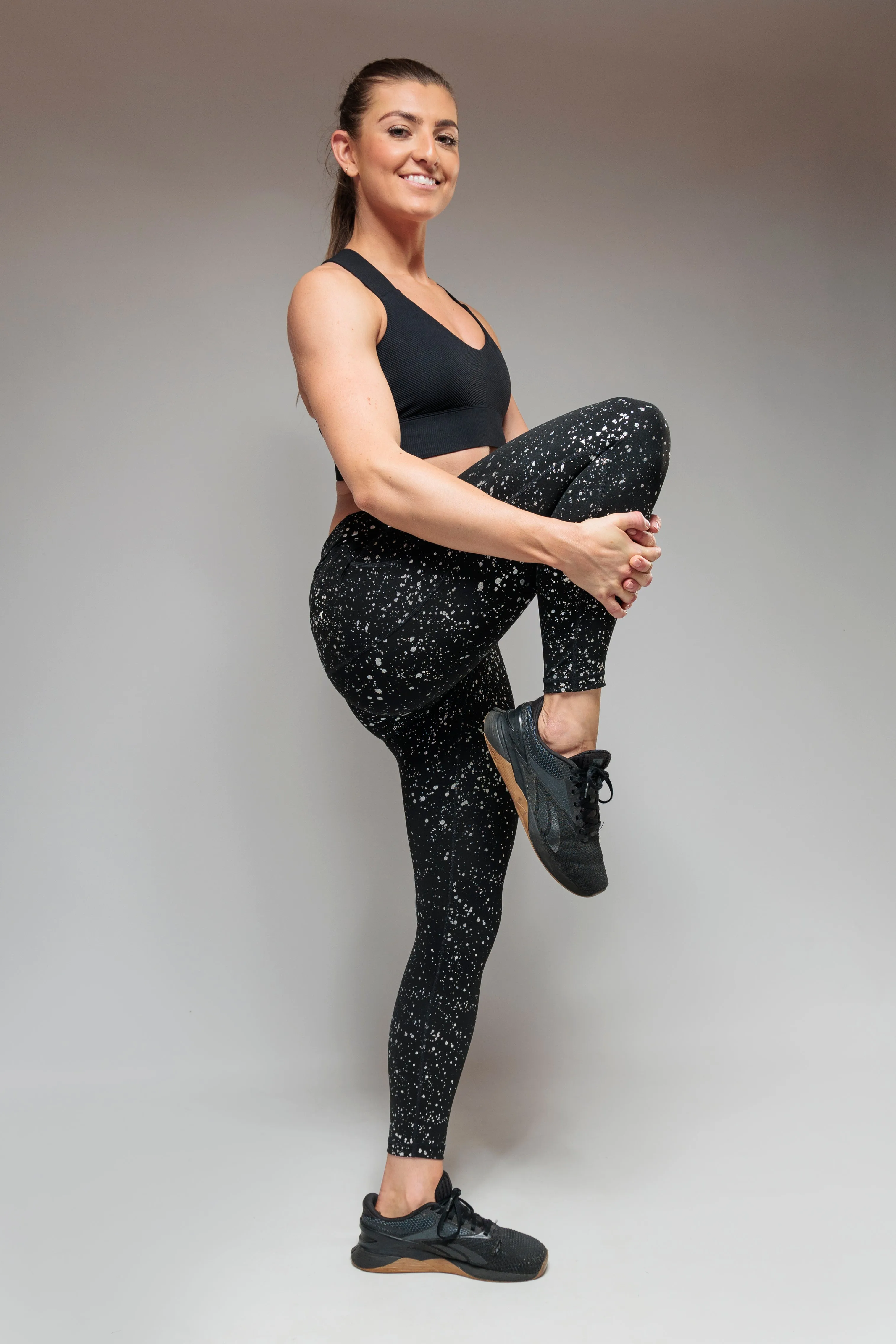 Yoga Class Breathable Fabric Silver Glitters 7/8ths