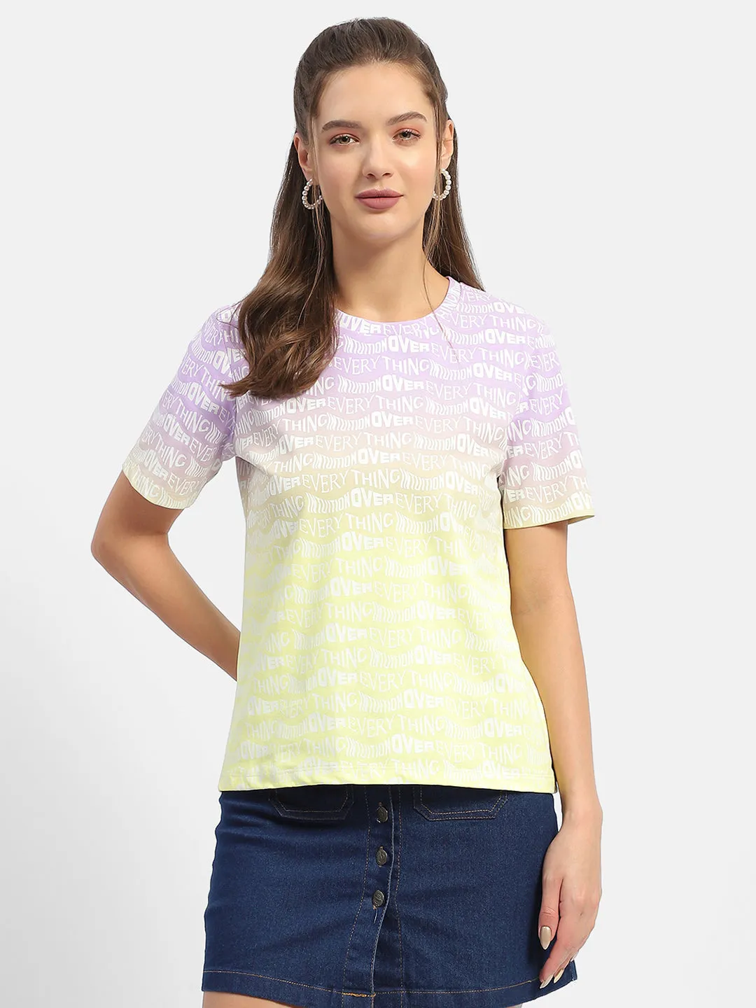 Non Toxic Printing Madame Typography Purple Ombre Effect T-Shirt