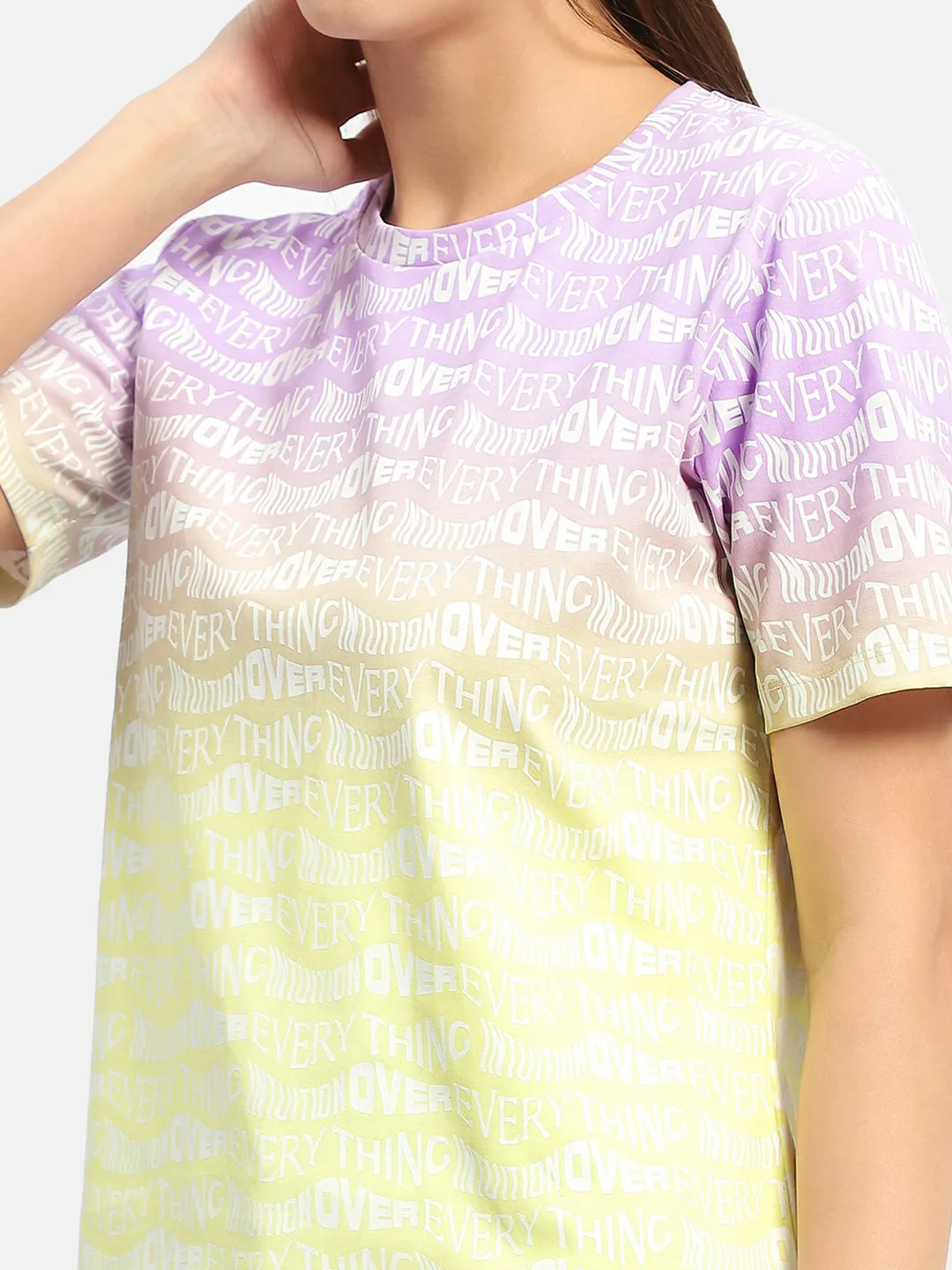 Madame Typography Purple Ombre Effect T-Shirt Casual layering piece Comfy Fit Wear