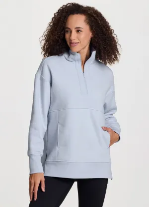 Soft and Supportive Gym Essentials Uptown Fleece 1/4 Zip Mock Neck Tunic All weather