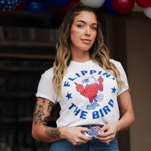 Women's Flippin' The Bird Boyfriend Fit T-Shirt - White Stylish Casual Versatile Option