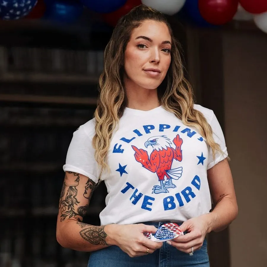 Women's Flippin' The Bird Boyfriend Fit T-Shirt - White Ethically Sourced Cotton