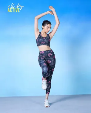 Nykd by Nykaa High Rise Trendsetter Printed Legging-NYK121-Batik Black Print Unisex Style Hiking Trail