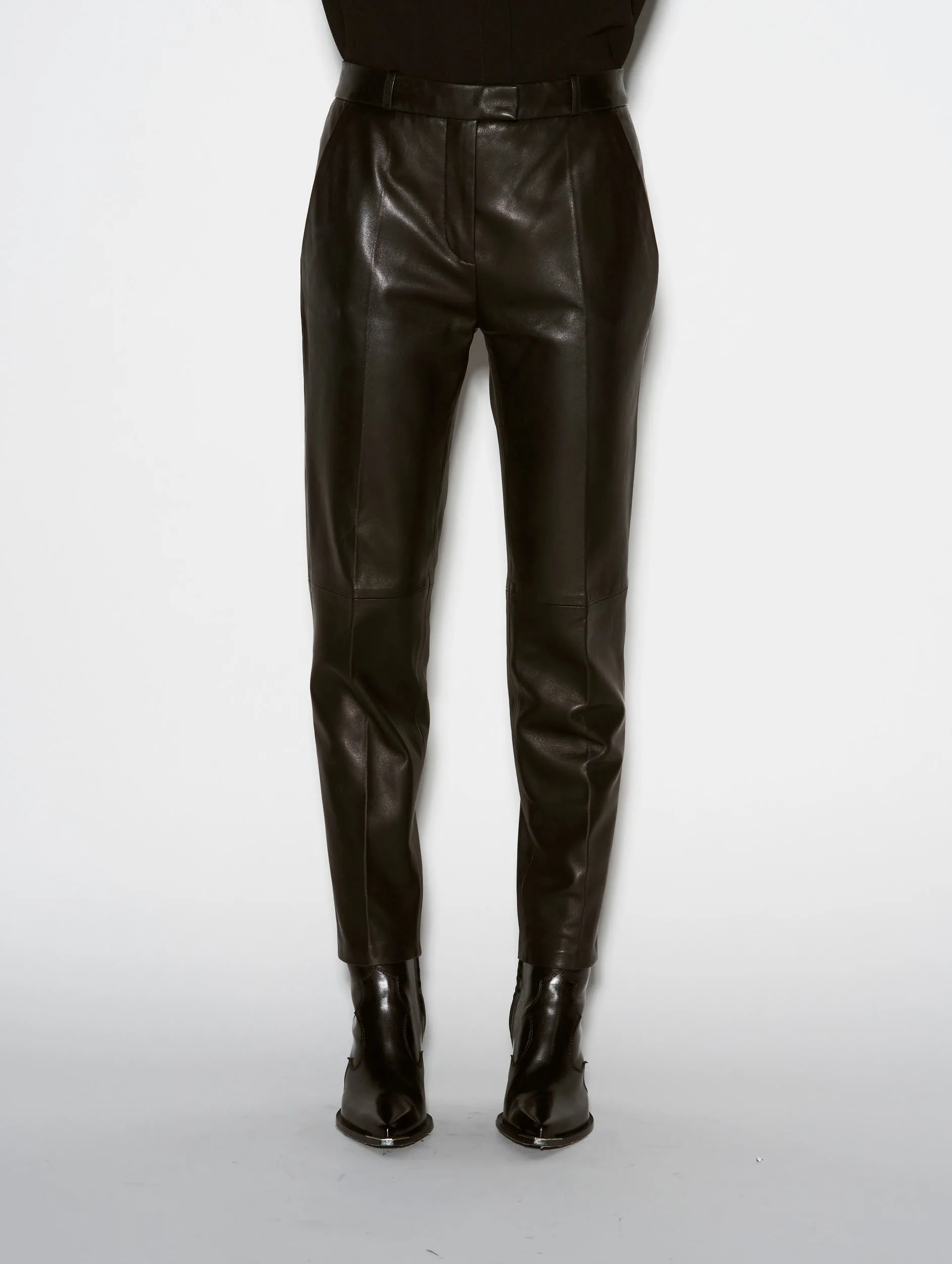 Button front Black plong?? leather Roxy trousers