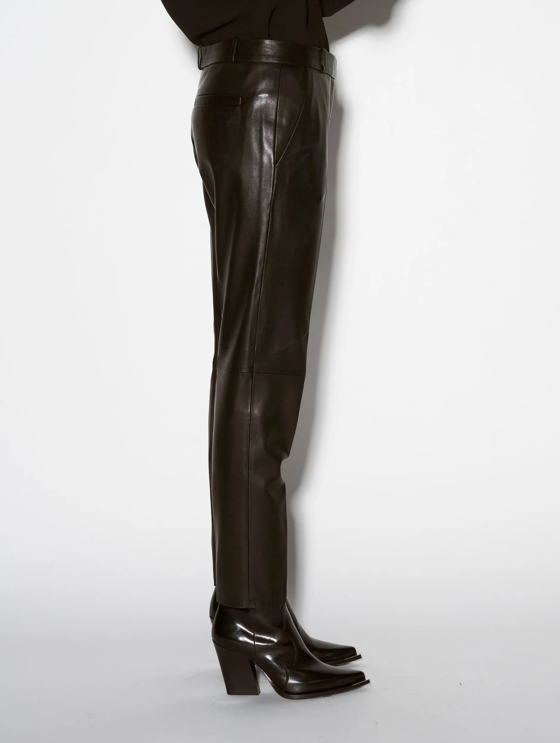 Non Restrictive Static free Black plong?? leather Roxy trousers