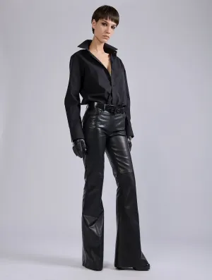 Modular Pocket System Black plong?? leather flare trousers