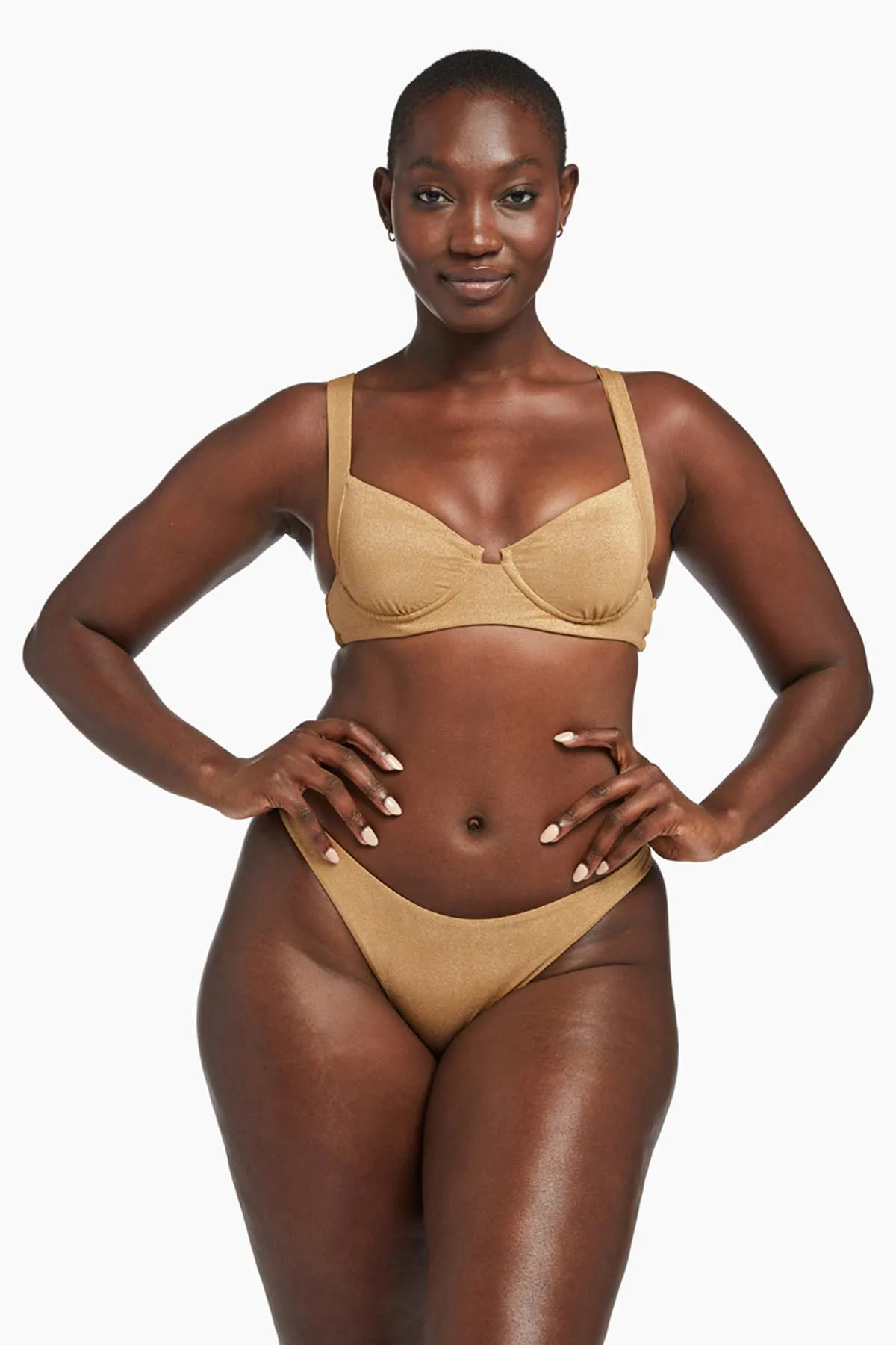 Quick Drying Technology Lightweight Construction Demi Underwire Top - Golden Glow Metallic