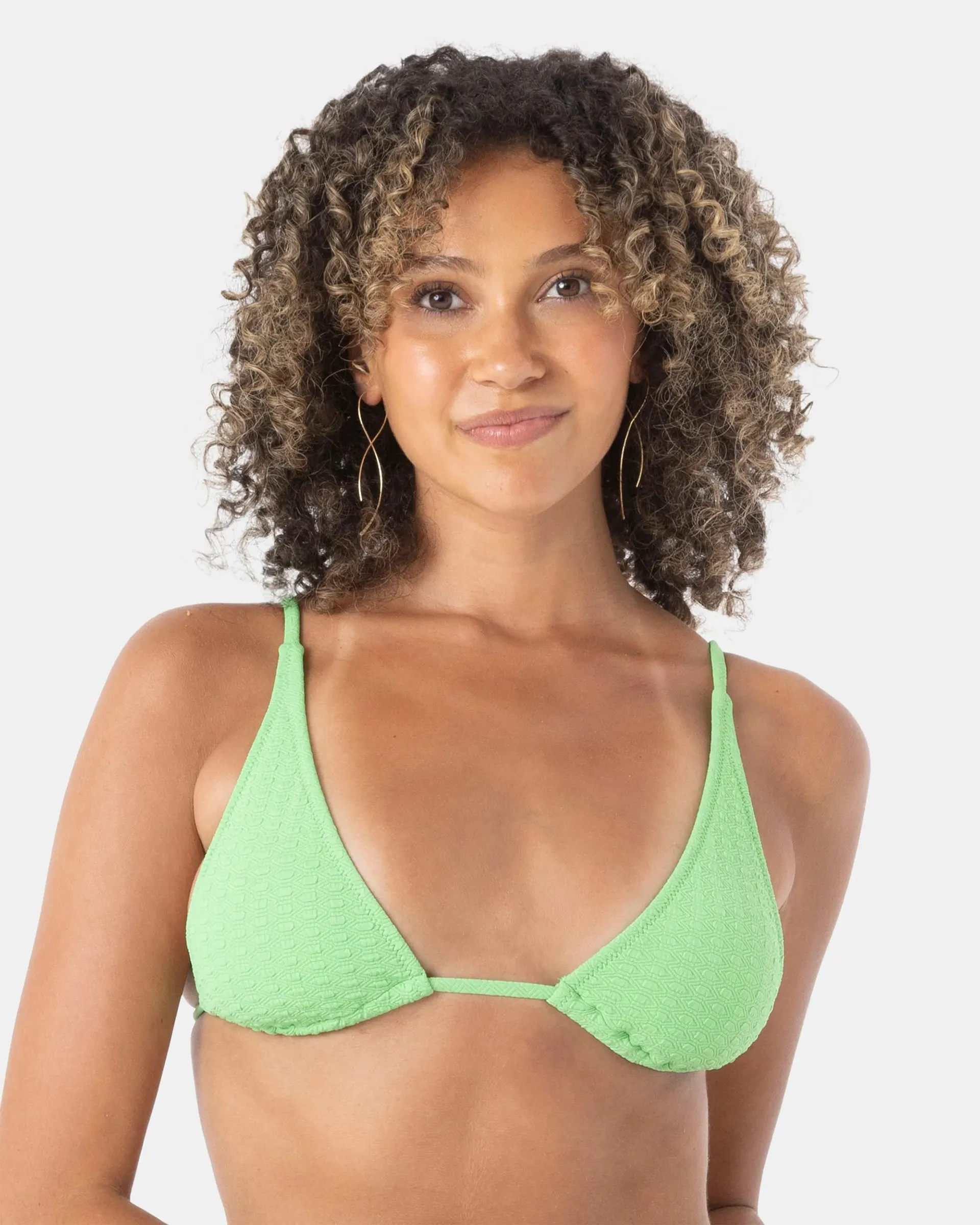 Haleiwa Built Up Triangle Bikini Top - Vibrant Green High Elastic Waistband Soft Lining Technology