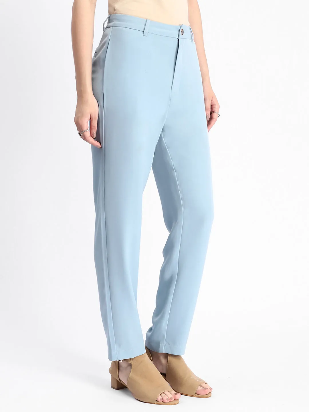 Comfy Style hypoallergenic Madame Sky Blue Tapered Fit Trousers