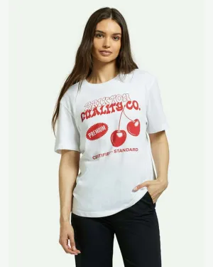 Reinforced Shoulders Premium Cherry Vintage Crew T-Shirt - White