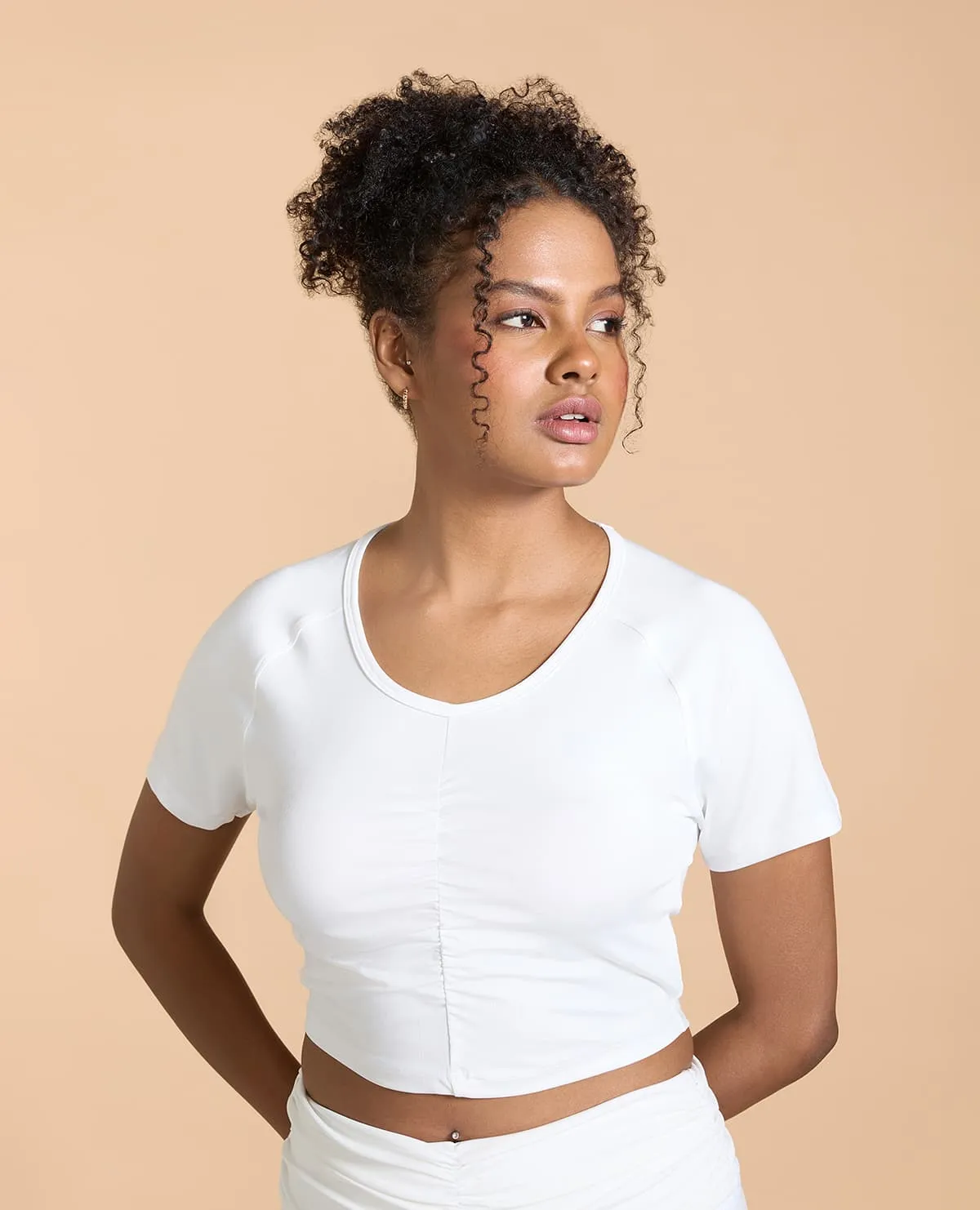 Unisex style Feather Feel Ruched Crop Top