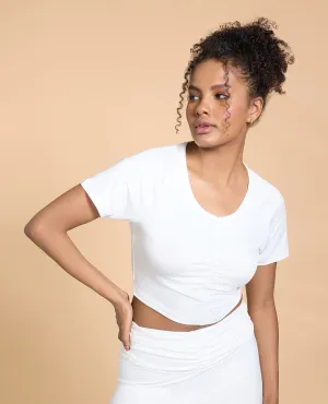 Feather Feel Ruched Crop Top Smart Layer Ruffled edges